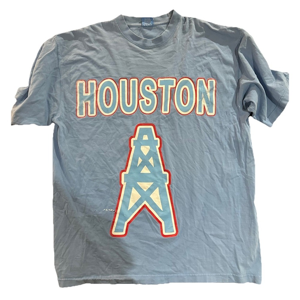 Vintage Houston Oilers 3XL Blue Graphic Tee NFL Football Tennessee Titans Oilers